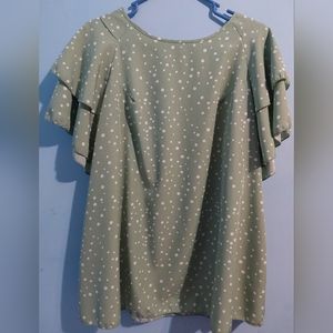 Sage Green Polka Dot Blouse size 1x